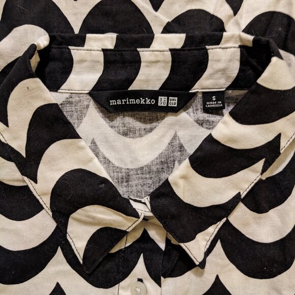 Marimekko Uniqlo Black and White Shirt Dress with Pockets and and Belt Size S - Picture 3 of 6